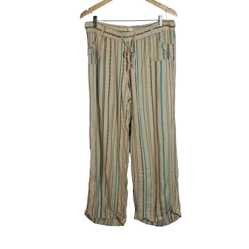 Lagaci‎ Wide-Legged Drawstring Stripped Pants XL